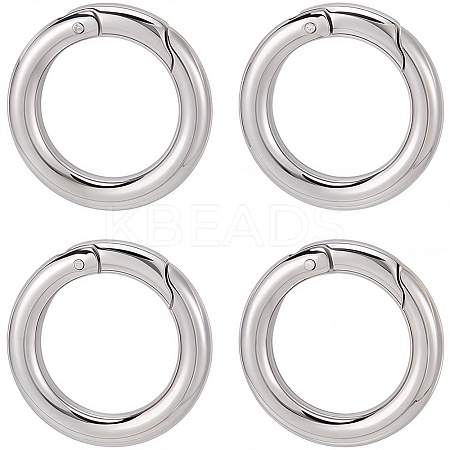 6Pcs 304 Stainless Steel Spring Gate Rings STAS-SC0008-35-1