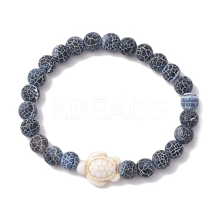 Dyed Natural Weathered Agate Round Beads Stretch Bracelets BJEW-JB11078-03-1