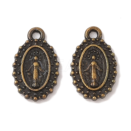 Oval Tibetan Style Alloy Charms TIBEP-D090-AB-NR-1