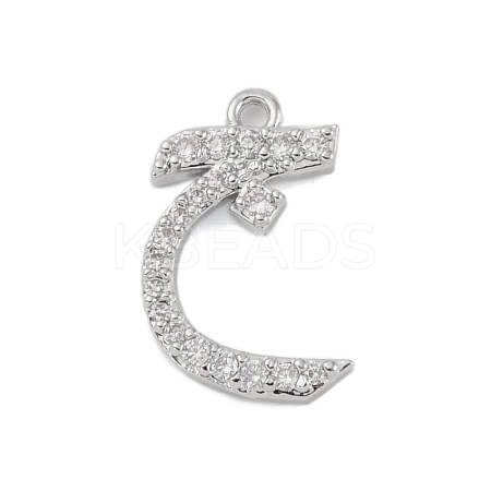 Rack Plating Brass Micro Pave Clear Cubic Zirconia Pendants KK-A224-03A-P-1