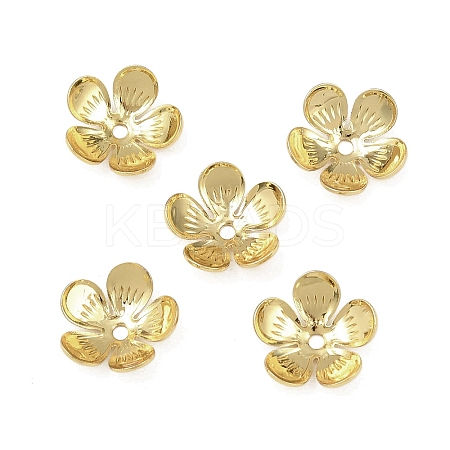 5-Petal Flower Brass Bead Caps KK-F921-11G-1