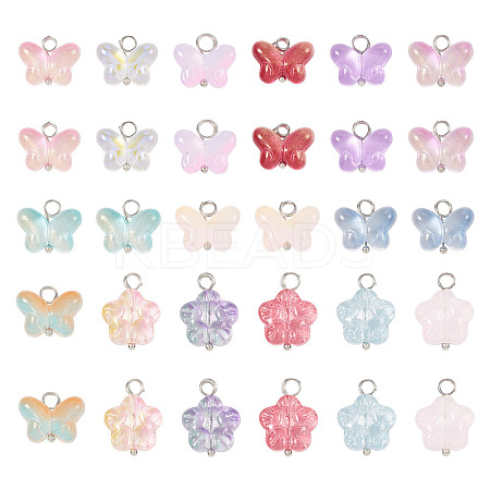 60Pcs 15 Styles Transparent Glass Pendants FIND-TA0004-51-1