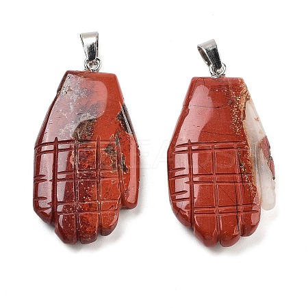 Natural Red Jasper Carved Pendants G-K369-01P-11-1