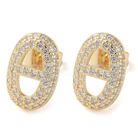 Rack Plating Brass Micro Pave Cubic Zirconia Stud Earrings EJEW-M230-18G-1