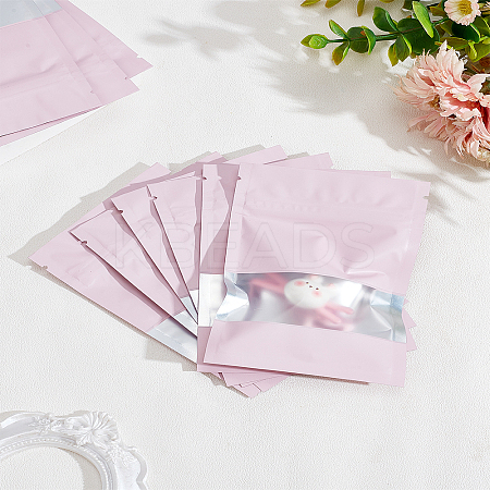 40Pcs Rectangle Composite Material Clear Window Zip Top Mylar Bags ABAG-LP0001-38A-1