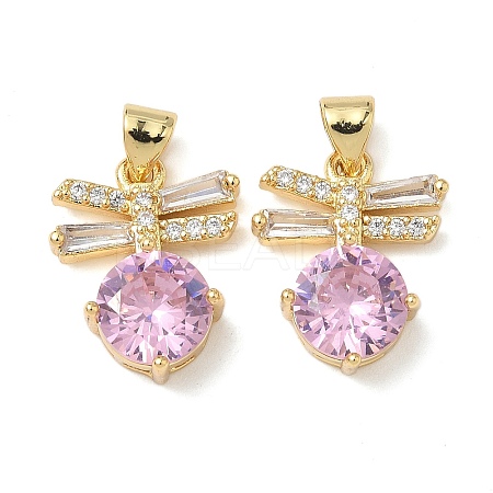Brass Micro Pave Cubic Zirconia Pendants KK-Q068-29G-1