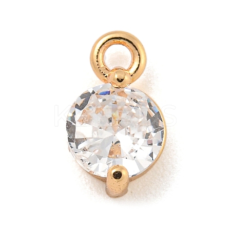 Flat Round Brass Micro Pave Cubic Zirconia Charms KK-Z072-02KCG-01-1