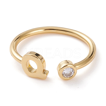 Brass Micro Pave Clear Cubic Zirconia Cuff Rings RJEW-Z005-Q-G-1