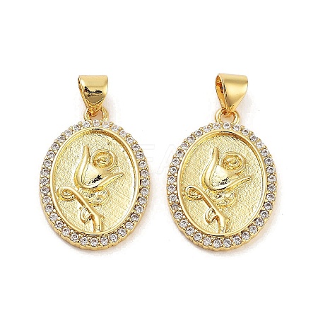 Rack Plating Brass Micro Pave Clear Cubic Zirconia Pendants KK-Z064-15G-1