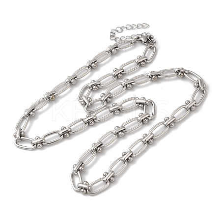 Non-Tarnish 304 Stainless Steel Oval Links Necklace for Women X-NJEW-B107-07P-03-1