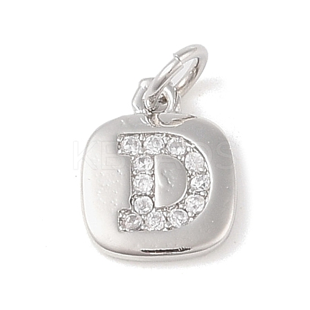 Rack Plating Brass Micro Pave CLear Cubic Zirconia Charms KK-E110-14P-D-1
