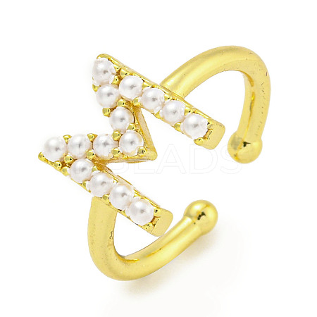 Rack Plating Brass Open Cuff Rings for Women RJEW-F162-01G-M-1