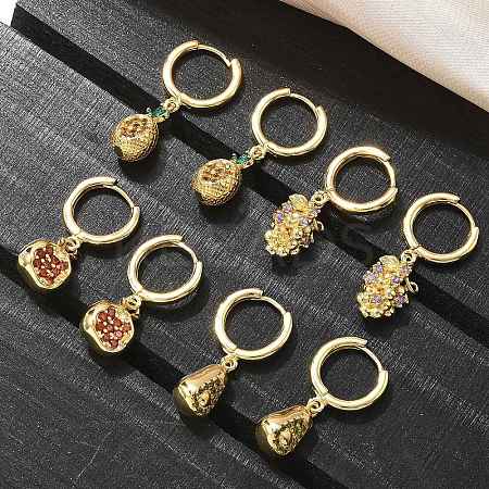 Brass Cubic Zirconia Hoop Earrings EJEW-Q015-02G-1