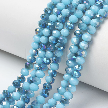 Electroplate Opaque Solid Color Glass Beads Strands EGLA-A034-P8mm-I13-1