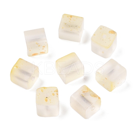 Frosted Glass Beads with Golden Glitter Powder DGLA-NH001-8mm-01A-1