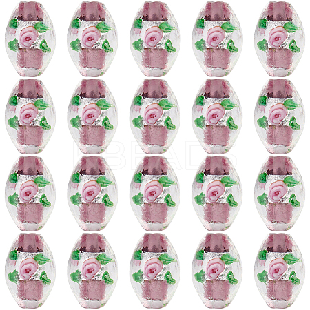 20Pcs Handmade Foil Glass Lampwork Beads LAMP-PA0001-63B-1