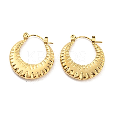 Texture Ring 304 Stainless Steel Hoop Earrings for Women EJEW-C067-07G-1