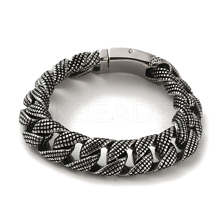 304 Stainless Steel Cuban Link Chain Bracelets for Women Men BJEW-Q341-06B-AS-1