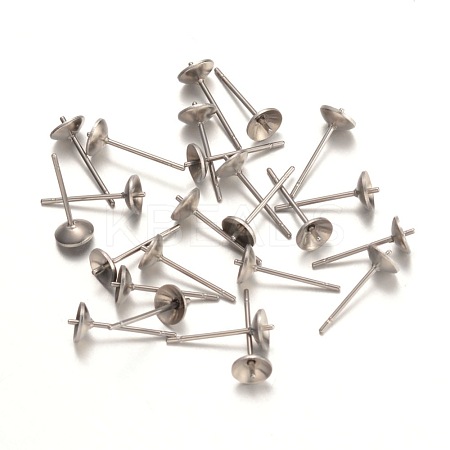 316 Surgical Stainless Steel Stud Earring Settings STAS-K098-05-5mm-P-1