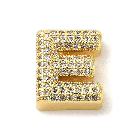 Brass Micro Pave Clear Cubic Zirconia Charms ZIRC-C009-01G-E-1