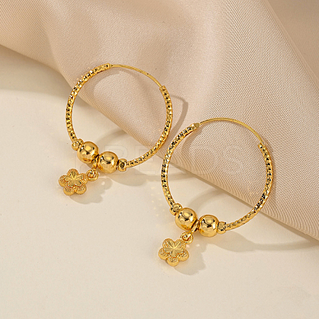 Flower Circle Brass Hoop Earrings for Stylish Ladies' Daily Gatherings LA7463-1