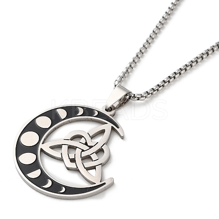 Moon Phase with Trinity Knot Pendant Necklaces LS-NJEW-A023-05P-1