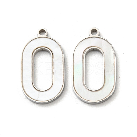 304 Stainless Steel Pave Shell Pendants STAS-L022-206P-1