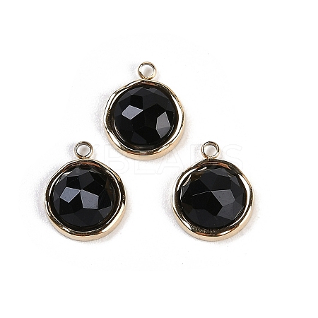 Natural Black Onyx(Dyed & Heated) Faceted Flat Round Charms STAS-I325-147G-02-1