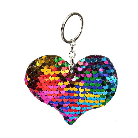 PVC Reflective Sequin Heart Pendant Keychain KEYC-L033-01P-04-1