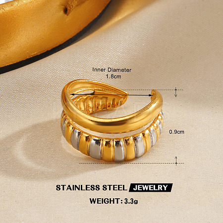 304 Stainless Steel Cuff Open Rings for Women FS-WG0ACBE-07-1