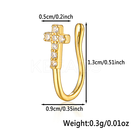 925 Sterling Silver Pave Clear Cubic Zirconia Cross Nose Rings MA2524-5-1