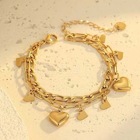 304 Stainless Steel Charm Bracelets BJEW-G750-03B-G-1