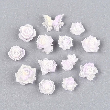 Luminous Flower Resin Cabochons CRES-T025-10H-1