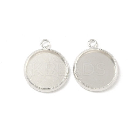 Flat Round Brass Pendant Cabochon Settings KK-K414-14E-S-1