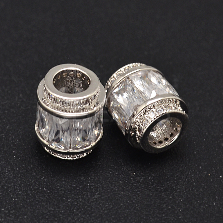 Column Brass Micro Pave Cubic Zirconia European Bead ZIRC-D105-02-NR-1