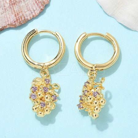 Brass Cubic Zirconia Hoop Earrings EJEW-Q015-02G-D-1