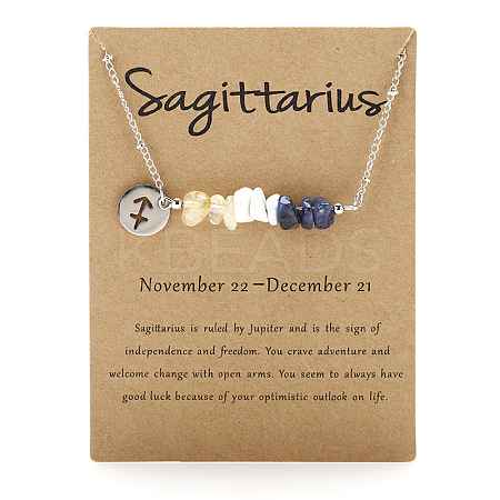 Natural Citrine & Sodalite & Howlite Chip & Alloy Constellation Pendant Necklaces WGB0CBC-06-1