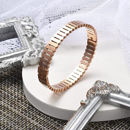 Ion Plating(IP) 304 Stainless Steel Hinged Bangles for Women BJEW-A011-18RG-1