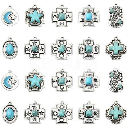 10Pcs 10 Styles Tibetan Style Alloy Pendants FIND-CJ0002-17-1