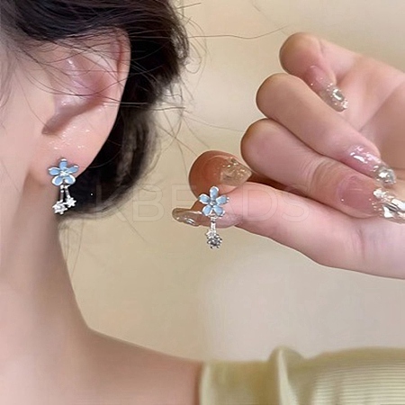 Alloy Enamel Flower Stud Earrings WG2E25F-01-1