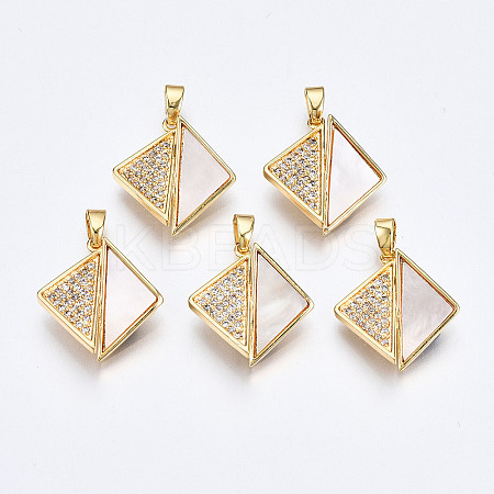 Brass Micro Pave Clear Cubic Zirconia Pendants KK-Q277-008-NF-1