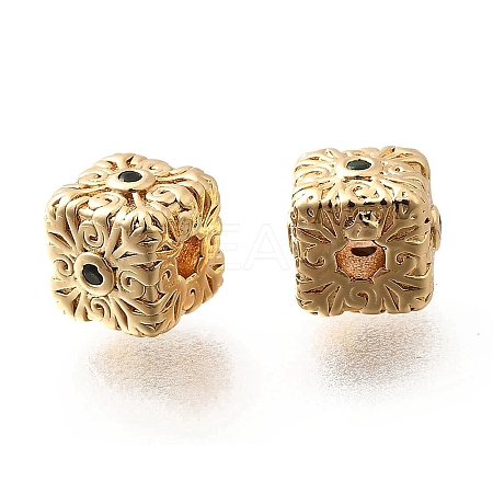 Brass Micro Pave Cubic Zirconia Beads KK-M318-28G-1