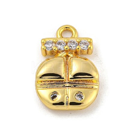 Brass Micro Pave Clear Cubic Zirconia Pendants KK-O008-01A-G-1