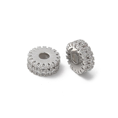 Brass Micro Pave Cubic Zirconia Daisy Spacer Beads KK-U052-32P-NF-1