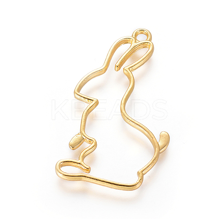 Zinc Alloy Easter Bunny Open Back Bezel Pendants PALLOY-E564-04G-1
