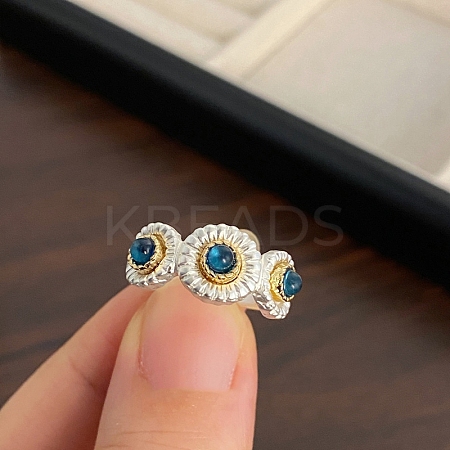 Alloy Resin Adjustable Cuff Rings for Women RJEW-U055-01S-1