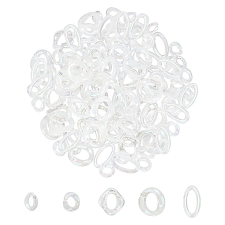   100Pcs 5 Style Transparent Acrylic Linking Rings PACR-PH0001-03-1