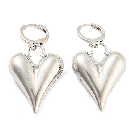 Rack Plating Brass Heart Dangle Leverback Earrings EJEW-A028-22P-1