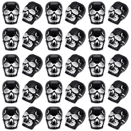 200Pcs Spray Printed Opaque Acrylic European Beads SACR-UN0001-07-1