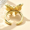 Rack Plating Brass Micro Pave Cubic Zirconia Cuff Finger Rings for Women RJEW-M028-25G-07-4